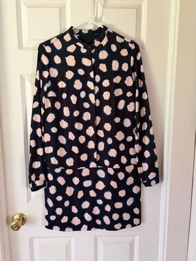 COS Black Mini Dress with Pink and Blue Spot Pattern